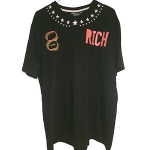 Eight Rich Tshirt Mens Size XXL Black Graphic Tee Star Collar Streetwear Hip Hop
